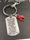 Red Ribbon Encouragament Quote / Poem Keychain - Don't Give Up - Rock Your Cause Jewelry