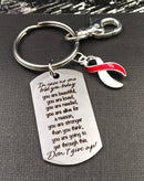 Red & White Ribbon Encouragement Poem Keychain - Don't Give Up! - Rock Your Cause Jewelry