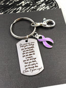Light Purple Lavendar Ribbon Encouragement Quote Keychain - Don't Give Up - Rock Your Cause Jewelry