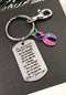 Pink Purple Teal (Thyroid) Ribbon - Encouragement Quote Keychain / Don't Give Up! - Rock Your Cause Jewelry
