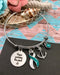 Teal & White Ribbon Charm Bracelet - Hope Anchors the Soul - Rock Your Cause Jewelry
