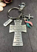 Pick Your Ribbon Keychain - Serenity Prayer Cross Key chain / God Grant Me - Rock Your Cause Jewelry