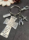 ALS / Blue & White Striped Ribbon Awareness Keychain - Serenity Prayer / God Grant Me - Rock Your Cause Jewelry