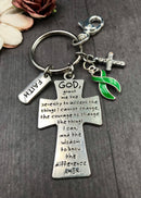 Green Ribbon Serenity Prayer Keychain - God Grant Me - Rock Your Cause Jewelry