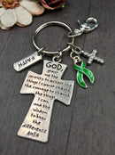 Green Ribbon Serenity Prayer Keychain - God Grant Me - Rock Your Cause Jewelry