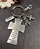 Gray (Grey) Ribbon Serenity Prayer Keychain - God Grant Me / Encouragement Gift - Rock Your Cause Jewelry