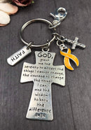 Gold Ribbon Serenity Prayer Keychain - Rock Your Cause Jewelry