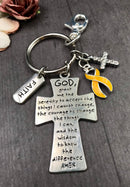 Gold Ribbon Serenity Prayer Keychain - Rock Your Cause Jewelry