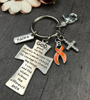 Orange Ribbon Keychain - Serenity Prayer / God Grant Me - Rock Your Cause Jewelry