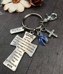 Periwinkle Ribbon Keychain - Serenity Prayer / God Grant Me - Rock Your Cause Jewelry