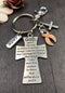 Peach Ribbon Serenity Prayer Cross Keychain / God Grant Me - Rock Your Cause Jewelry