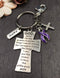 Purple Ribbon Serenity Prayer Keychain - God Grant Me / Encouragement Gift - Rock Your Cause Jewelry
