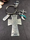 Teal & White Ribbon Keychain - Serenity Prayer / God Grant Me Encouragement Gift - Rock Your Cause Jewelry