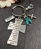 Teal Ribbon Keychain - Serenity Prayer Key Chain / God Grant Me - Rock Your Cause Jewelry