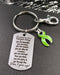Lime Green Ribbon Encouragement Quote Keychain - Don't Give Up - Rock Your Cause Jewelry