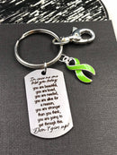 Lime Green Ribbon Encouragement Quote Keychain - Don't Give Up - Rock Your Cause Jewelry