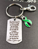 Green Ribbon Encouragement Quote Keychain - Don't Give Up - Rock Your Cause Jewelry