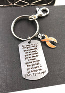 Peach Ribbon Encouragement Quote Keychain - Don't Give Up - Rock Your Cause Jewelry