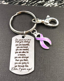 Light Purple Lavendar Ribbon Encouragement Quote Keychain - Don't Give Up - Rock Your Cause Jewelry