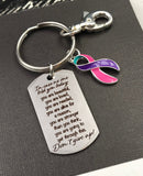 Pink Purple Teal (Thyroid) Ribbon - Encouragement Quote Keychain / Don't Give Up! - Rock Your Cause Jewelry