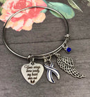 ALS / Blue & White Striped Ribbon Bracelet - Your Wings Were Ready, My Heart was Not Memorial / Sympathy Gift - Rock Your Cause Jewelry