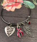 Burgundy Ribbon Sympathy / Memorial Charm - Your Wings Were Ready, My Heart Was Not - Rock Your Cause Jewelry