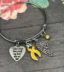 Gold Ribbon Sympathy / Memorial Bracelet - Your Wings Were Ready, My Heart Was Not - Rock Your Cause Jewelry