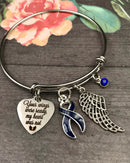 Dark Navy Blue Ribbon Sympathy / Memorial Bracelet - Your Wings Were Ready - Rock Your Cause Jewelry