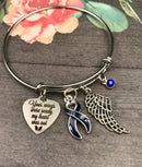 Dark Navy Blue Ribbon Sympathy / Memorial Bracelet - Your Wings Were Ready - Rock Your Cause Jewelry