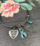 Light Blue Ribbon Sympathy / Memorial Charm Bracelet - Your Wings Were Ready, My Heart Was Not - Rock Your Cause Jewelry