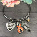 Orange Ribbon Memorial / Sympathy Charm Bracelet - Your Wings Were Ready, My Heart Was Not - Rock Your Cause Jewelry