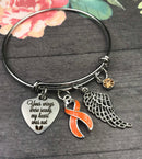 Orange Ribbon Memorial / Sympathy Charm Bracelet - Your Wings Were Ready, My Heart Was Not - Rock Your Cause Jewelry