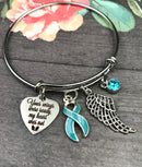 Light Blue Ribbon Sympathy / Memorial Charm Bracelet - Your Wings Were Ready, My Heart Was Not - Rock Your Cause Jewelry