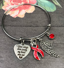 Red Ribbon Sympathy / Memorial Bracelet - Your Wings Were Ready, My Heart Was Not - Rock Your Cause Jewelry