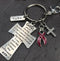 Burgundy Ribbon Serenity Prayer Cross Keychain - God Grant Me - Rock Your Cause Jewelry