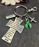 Green Ribbon Serenity Prayer Keychain - God Grant Me - Rock Your Cause Jewelry