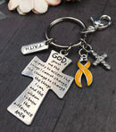 Gold Ribbon Serenity Prayer Keychain - Rock Your Cause Jewelry