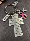 Pink Ribbon Encouragement Keychain - Serenity Prayer / God Grant Me - Rock Your Cause Jewelry
