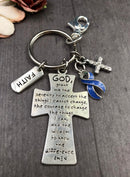 Periwinkle Ribbon Keychain - Serenity Prayer / God Grant Me - Rock Your Cause Jewelry