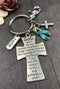 Teal Ribbon Keychain - Serenity Prayer Key Chain / God Grant Me - Rock Your Cause Jewelry