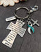 Teal & White Ribbon Keychain - Serenity Prayer / God Grant Me Encouragement Gift - Rock Your Cause Jewelry