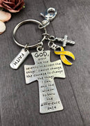 Yellow Ribbon Encouragement Keychain - Serenity Prayer / God Grant Me Awareness Gift - Rock Your Cause Jewelry