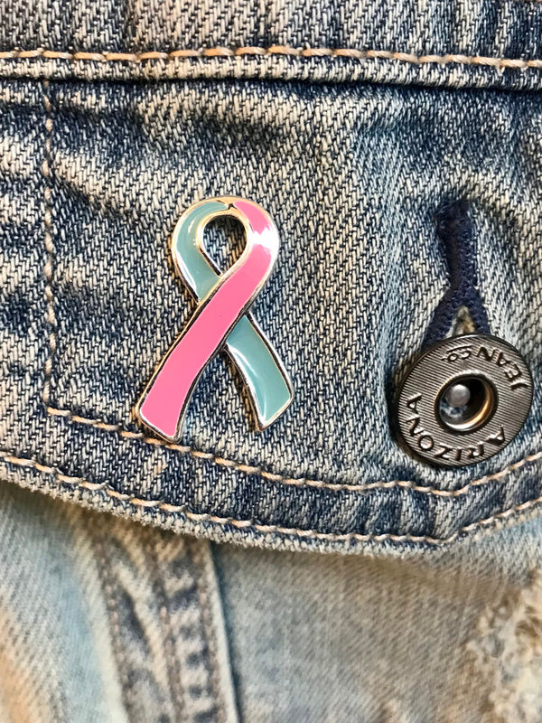 Light Blue and Pink Ribbon Pin / Baby Loss Awareness, Miscarriage / Male Breast Cancer Survivor / Infertility /  Lapel Pin - Rock Your Cause Jewelry
