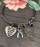 ALS / Blue & White Striped Ribbon Bracelet - Your Wings Were Ready, My Heart was Not Memorial / Sympathy Gift - Rock Your Cause Jewelry