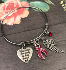 Burgundy Ribbon Sympathy / Memorial Charm - Your Wings Were Ready, My Heart Was Not - Rock Your Cause Jewelry