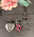 Burgundy Ribbon Sympathy / Memorial Charm - Your Wings Were Ready, My Heart Was Not - Rock Your Cause Jewelry