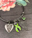 Lime Green Ribbon Sympathy Memorial Bracelet - Your Wings Were Ready, My Heart Was Not - Rock Your Cause Jewelry