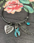 Light Blue Ribbon Sympathy / Memorial Charm Bracelet - Your Wings Were Ready, My Heart Was Not - Rock Your Cause Jewelry