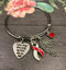 Red & White Ribbon Charm Bracelet - Your Wings Were Ready, My Heart Was Not / Memorial, Sympathy Gift - Rock Your Cause Jewelry