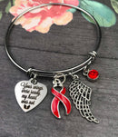 Red Ribbon Sympathy / Memorial Bracelet - Your Wings Were Ready, My Heart Was Not - Rock Your Cause Jewelry